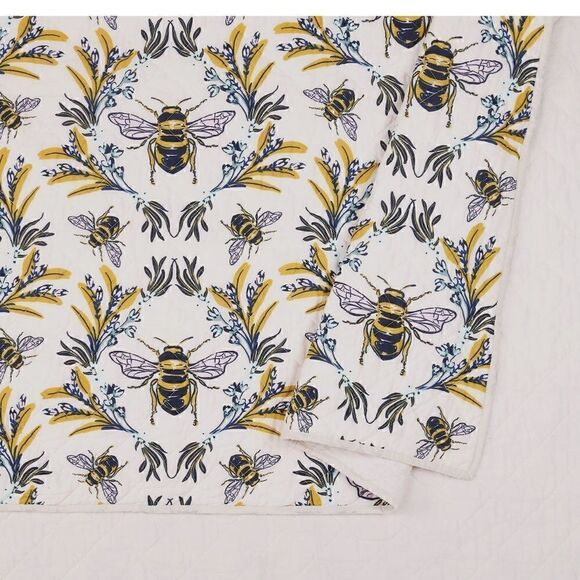 Honey Bumble Bee Cottage Core 100% Cotton Printed QUEEN Quilt Set Farmhouse Boho - Picture 4 of 4